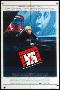 4h737 ODESSA FILE style A 1sh '74 great artwork of Jon Voight about to be hit by subway train!