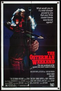 4h750 OSTERMAN WEEKEND 1sh '83 typical Sam Peckinpah, wild image of woman w/bow & arrow!