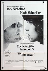 4h761 PASSENGER 1sh '75 Antonioni's Professione: Reporter, c/u of Jack Nicholson & Maria Schneider!
