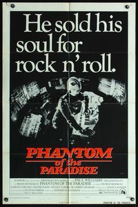 4h769 PHANTOM OF THE PARADISE style B 1sh '74 Brian De Palma, he sold his soul for rock n' roll!