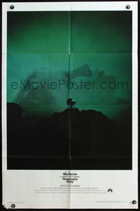 4h830 ROSEMARY'S BABY 1sh '68 Roman Polanski, Mia Farrow, creepy baby carriage horror image!