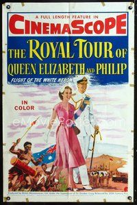 4h832 ROYAL TOUR OF QUEEN ELIZABETH & PHILIP 1sh '54 Flight of the White Heron, art of the Royals!