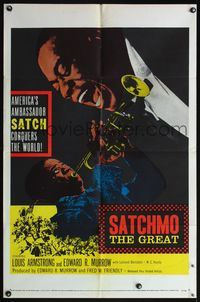 4h837 SATCHMO THE GREAT 1sh '57 wonderful images of Louis Armstrong playing his trumpet & singing!