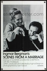 4h840 SCENES FROM A MARRIAGE 1sh '73 Ingmar Bergman, Liv Ullmann, Erland Josephson