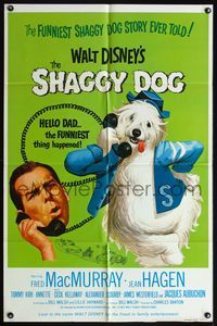 4h856 SHAGGY DOG 1sh R74 Disney, Fred MacMurray, sheep dog fantasy!
