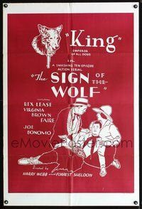 4h864 SIGN OF THE WOLF 1sh R40s serial from Jack London's story, cool art of dog w/gun in mouth!