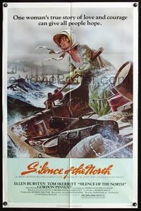 4h865 SILENCE OF THE NORTH 1sh '81 cool art of Ellen Burstyn braving the rapids!