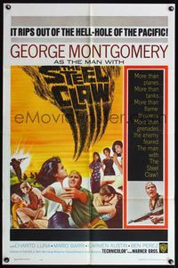 4h896 STEEL CLAW 1sh '61 George Montgomery destroys all who come near him!
