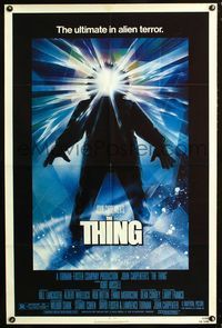 4h924 THING 1sh '82 John Carpenter, cool sci-fi horror art by Drew Struzan!
