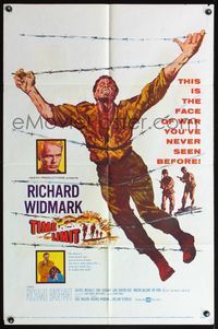 4h939 TIME LIMIT 1sh '57 Richard Widmark, art of Korean War soldier caught in barb-wire fence!