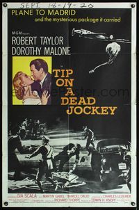 4h946 TIP ON A DEAD JOCKEY 1sh '57 Robert Taylor & Dorothy Malone caught up in a horse race crime!