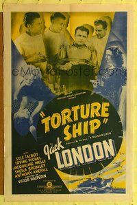 4h952 TORTURE SHIP 1sh '39 crazy doc Irving Pichel with hypo about to inject tied up Lyle Talbot!