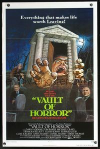 4h968 VAULT OF HORROR 1sh '73 Tales from the Crypt sequel, cool art of death's waiting room!