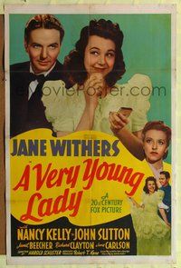 4h971 VERY YOUNG LADY 1sh '41 Jane Withers is a grown-up glamour girl w/a party dress & lipstick!