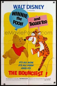 4h991 WINNIE THE POOH & TIGGER TOO 1sh '74 Walt Disney, characters created by A.A. Milne!