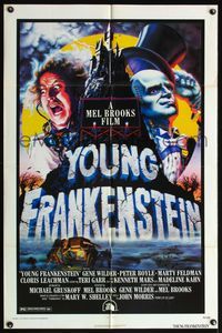 4h997 YOUNG FRANKENSTEIN 1sh '74 Mel Brooks, art of Gene Wilder, Peter Boyle & Marty Feldman!