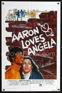 4j037 AARON LOVES ANGELA style a 1sh '75 Moses Gunn, Kevin Hooks, Irene Cara, blaxploitation romance!