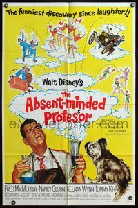 4j038 ABSENT-MINDED PROFESSOR 1sh R74 Disney, Flubber, wacky scientist Fred MacMurray!