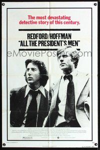 4j049 ALL THE PRESIDENT'S MEN 1sh '76 Dustin Hoffman & Robert Redford as Woodward & Bernstein!