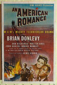 4j056 AMERICAN ROMANCE style C 1sh '44 stone litho of Donlevy, Ann Richards, King Vidor directed!