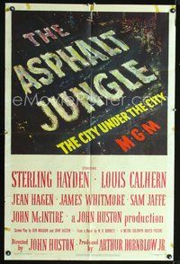 4j075 ASPHALT JUNGLE 1sh '50 Marilyn Monroe, Sterling Hayden, John Huston classic film noir!