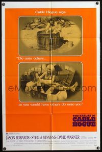 4j093 BALLAD OF CABLE HOGUE 1sh '70 Sam Peckinpah, Jason Robards & sexy Stella Stevens in wash tub!