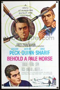 4j105 BEHOLD A PALE HORSE 1sh '64 Gregory Peck, Anthony Quinn, Sharif, from Pressburger's novel!