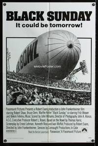 4j120 BLACK SUNDAY 1sh '77 Frankenheimer, Goodyear Blimp zeppelin disaster at the Super Bowl!