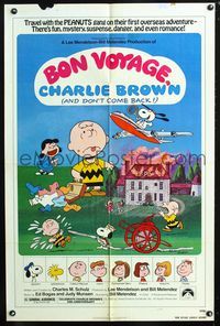 4j129 BON VOYAGE CHARLIE BROWN 1sh '80 Peanuts, Charles M. Schulz art, Snoopy!