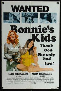4j130 BONNIES KIDS 1sh '73 Tiffany Bolling, Robin Mattson, thank God she only had two!
