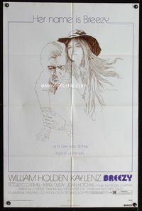 4j142 BREEZY 1sh '74 directed by Clint Eastwood, art of William Holden & Kay Lenz by Ted CoConis!
