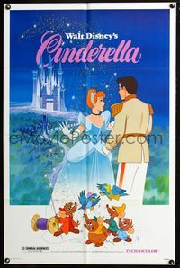 4j179 CINDERELLA 1sh R81 Walt Disney classic romantic fantasy cartoon!