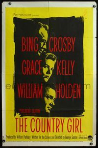 4j197 COUNTRY GIRL 1sh '54 Grace Kelly, Bing Crosby, William Holden, by Clifford Odets!