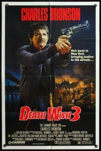 4j209 DEATH WISH 3 1sh '85 Charles Bronson is back and bringing justice to the streets, Watts art!