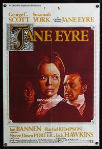 4j009 JANE EYRE English 1sh '70 art of Susannah York, George C. Scott, from Charlotte Bronte novel!