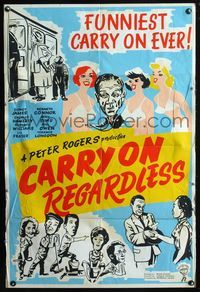 4j004 CARRY ON REGARDLESS English 1sh '63 English comedy, wacky artwork!