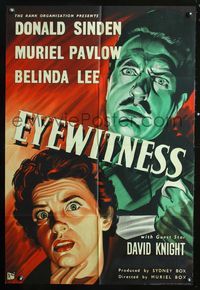 4j005 EYEWITNESS English 1sh '56 Donald Sinden, cool English film noir artwork!