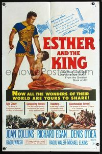 4j245 ESTHER & THE KING 1sh '60 Mario Bava, artwork of sexy Joan Collins & Richard Egan!