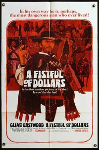 4j269 FISTFUL OF DOLLARS 1sh '67 Per un Pugno di Dollari,most dangerous Clint Eastwood,Sergio Leone
