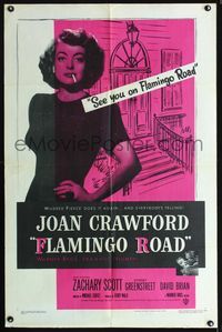 4j273 FLAMINGO ROAD 1sh '49 ultimate image of smoking bad girl Joan Crawford!
