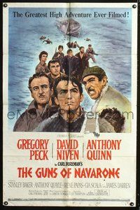 4j321 GUNS OF NAVARONE 1sh '61 Gregory Peck, David Niven & Anthony Quinn by Howard Terpning!