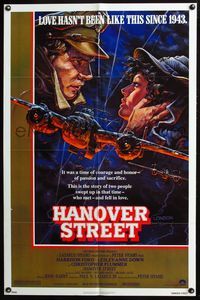 4j325 HANOVER STREET 1sh '79 cool artwork of Harrison Ford & Lesley-Anne Down in WWII by Alvin!