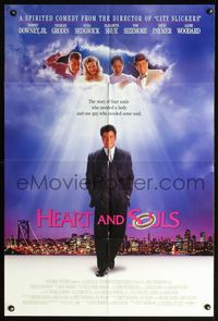 4j338 HEART & SOULS 1sh '93 Robert Downey Jr, Charles Grodin, Kyra Sedgwick, Elizabeth Shue!