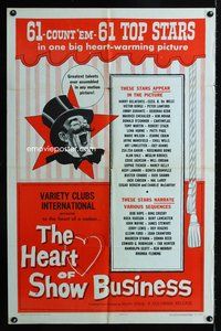 4j340 HEART OF SHOW BUSINESS 1sh '57 Ralph Staub directed, 61 stars in industry short!