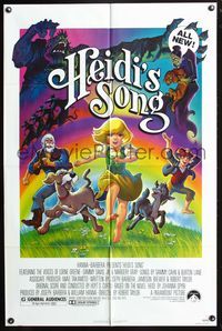 4j344 HEIDI'S SONG 1sh '82 Hanna-Barbera cartoon, cool Humphries artwork of cast!