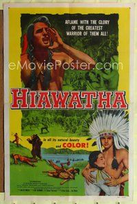 4j346 HIAWATHA 1sh '53 Vince Edwards is the greatest Native American Indian warrior of them all!