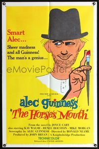 4j355 HORSE'S MOUTH 1sh '59 great artwork of Alec Guinness, the man's a genius!