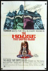 4j360 HOUSE THAT DRIPPED BLOOD 1sh '71 Christopher Lee, Vampires! Voodoo! Vixens!