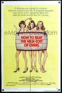 4j361 HOW TO BEAT THE HIGH COST OF LIVING 1sh '80 Susan Saint James, Curtin & Lange in barrel!