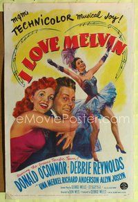 4j371 I LOVE MELVIN 1sh '53 great romantic art of Donald O'Connor & Debbie Reynolds!